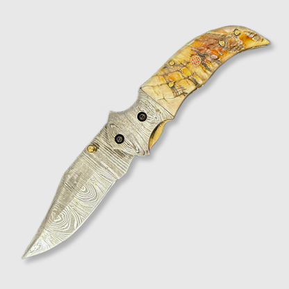 Wildland Blades Aurora Damascus Steel Folding Pocket Knife - Wildland Blades