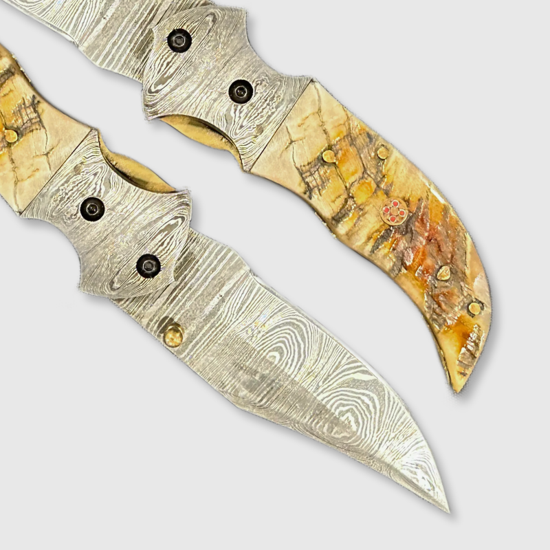 Wildland Blades Aurora Damascus Steel Folding Pocket Knife - Wildland Blades