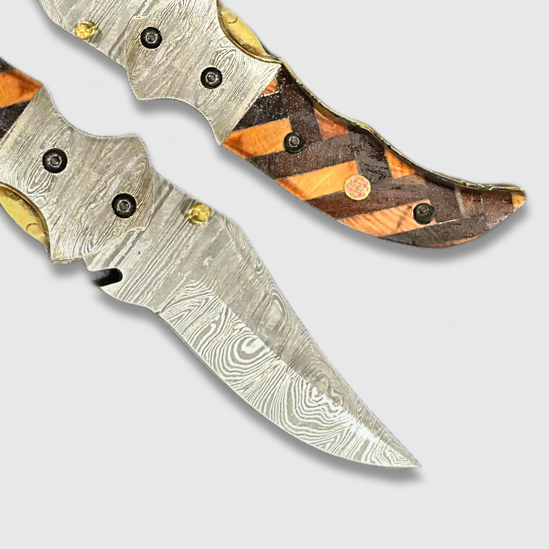 Wildland Blades Monarch Damascus Steel Folding Pocket Knife - Wildland Blades